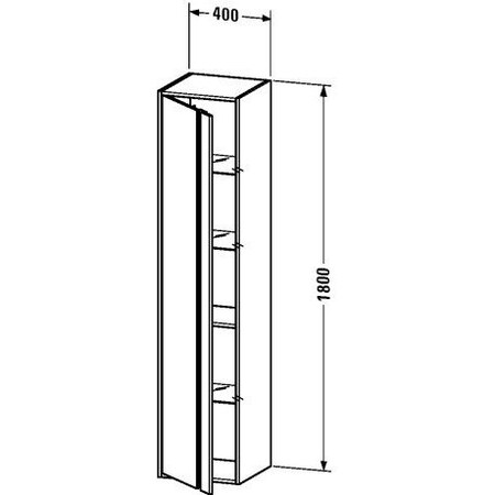 Duravit Kt Tall Cabinet Graphite M 70"X15"X14" R Graphite Matt KT1255R4949